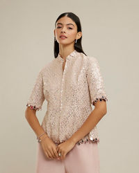 Twamev Women Purple Elegance Georgette Indo Western