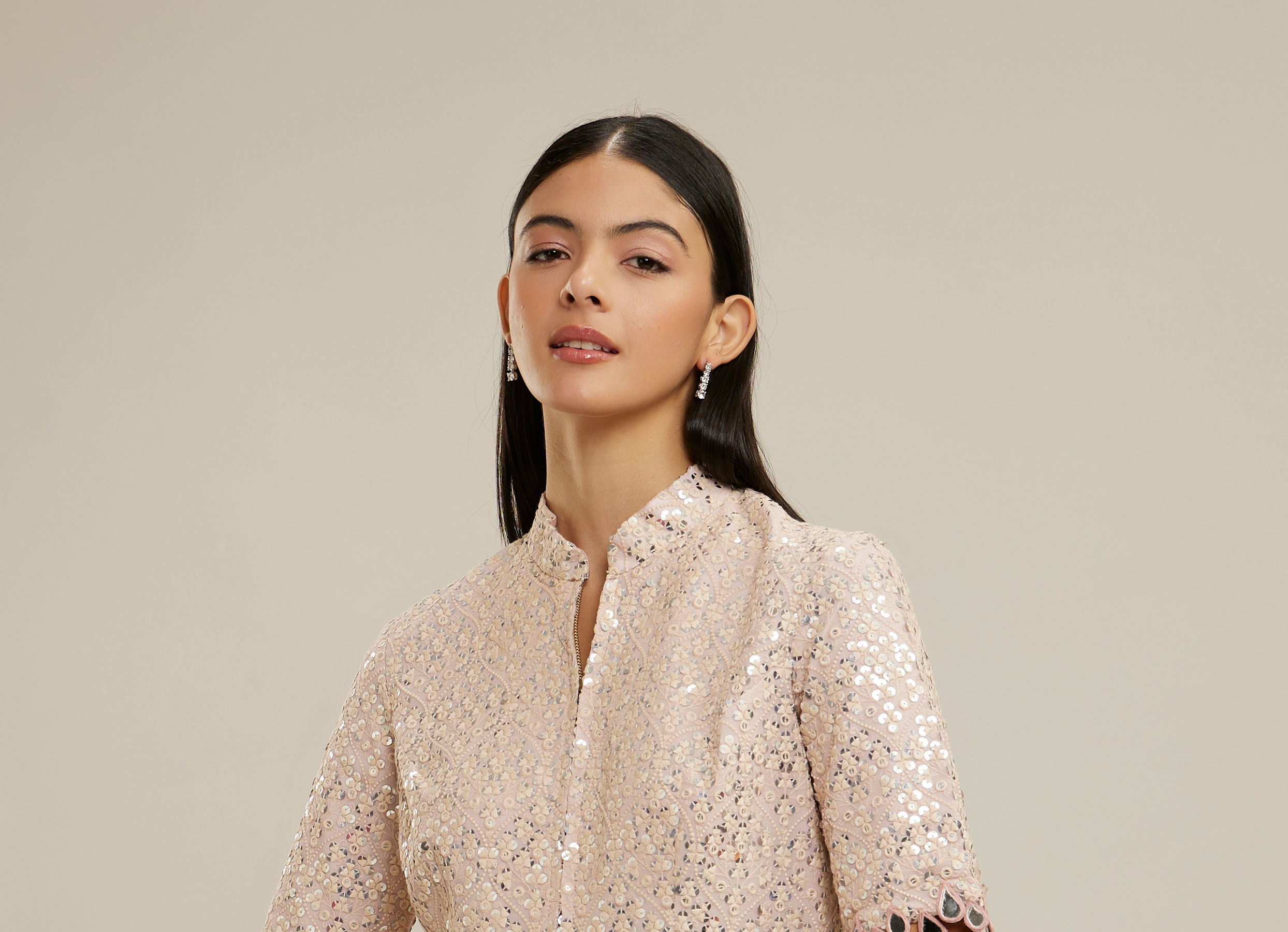 Twamev Women Purple Elegance Georgette Indo Western