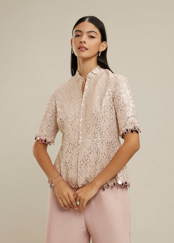 Twamev Women Purple Elegance Georgette Indo Western