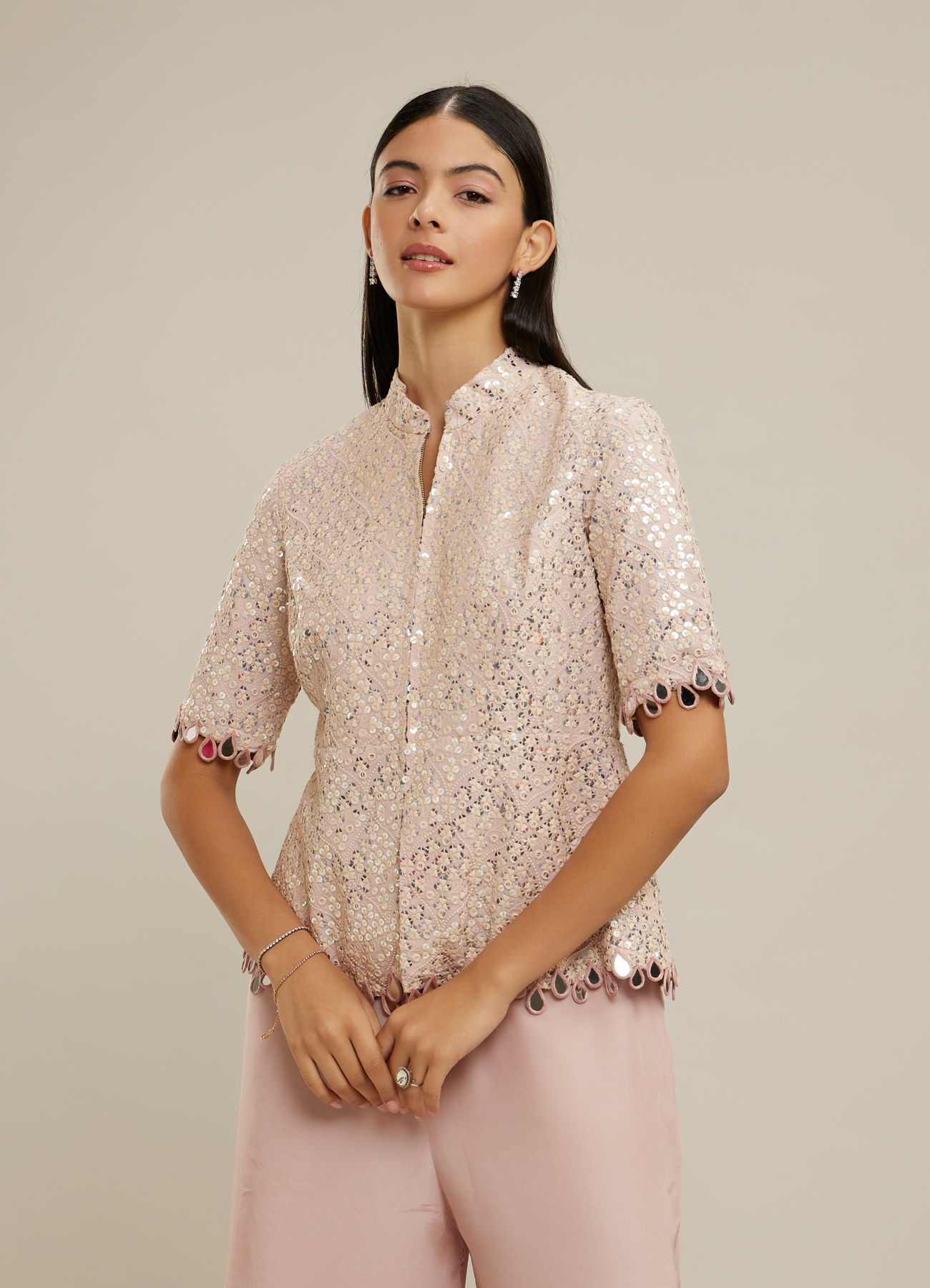 Twamev Women Purple Elegance Georgette Indo Western