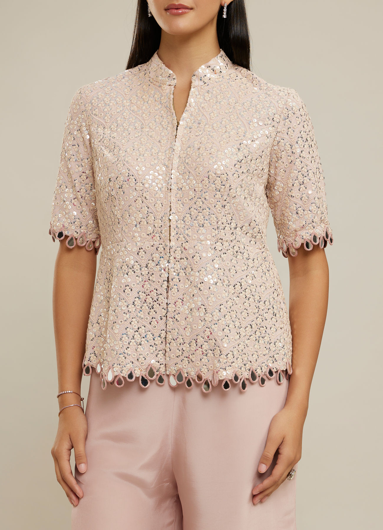 Twamev Women Purple Elegance Georgette Indo Western