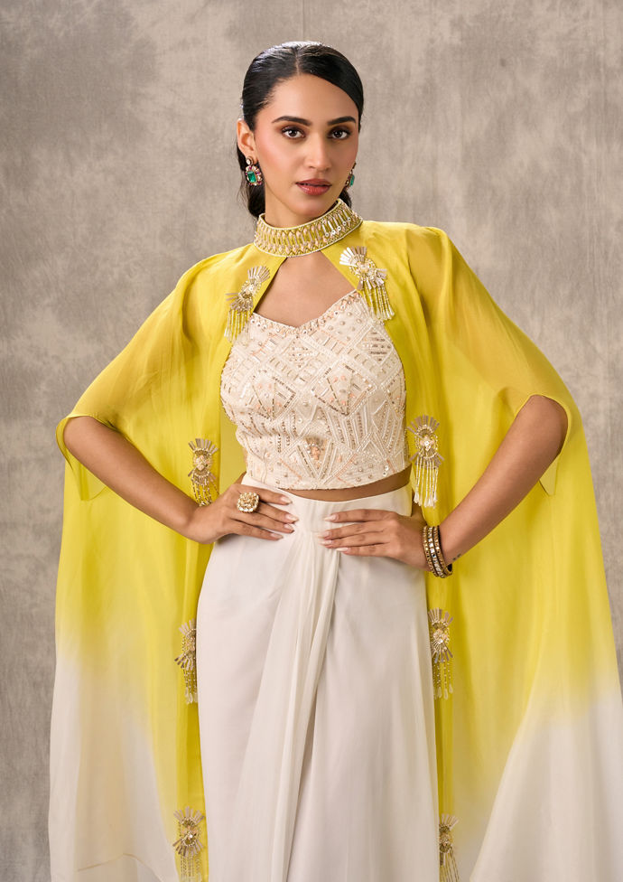 Twamev Women Elegant Cream-Colored Indo Western Ensemble
