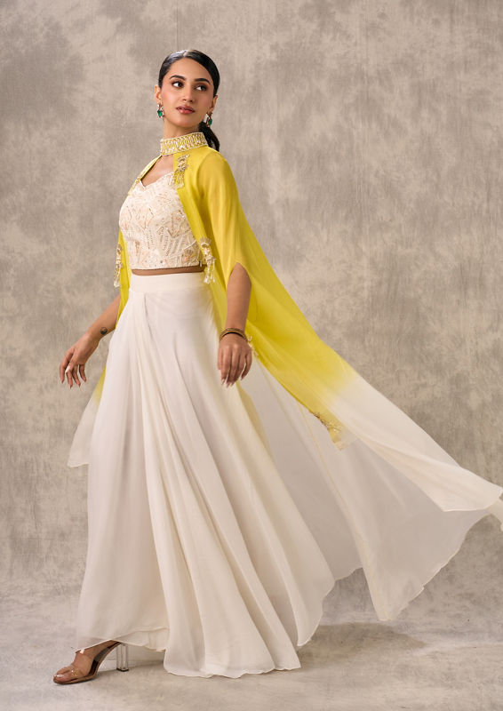 Twamev Women Elegant Cream-Colored Indo Western Ensemble