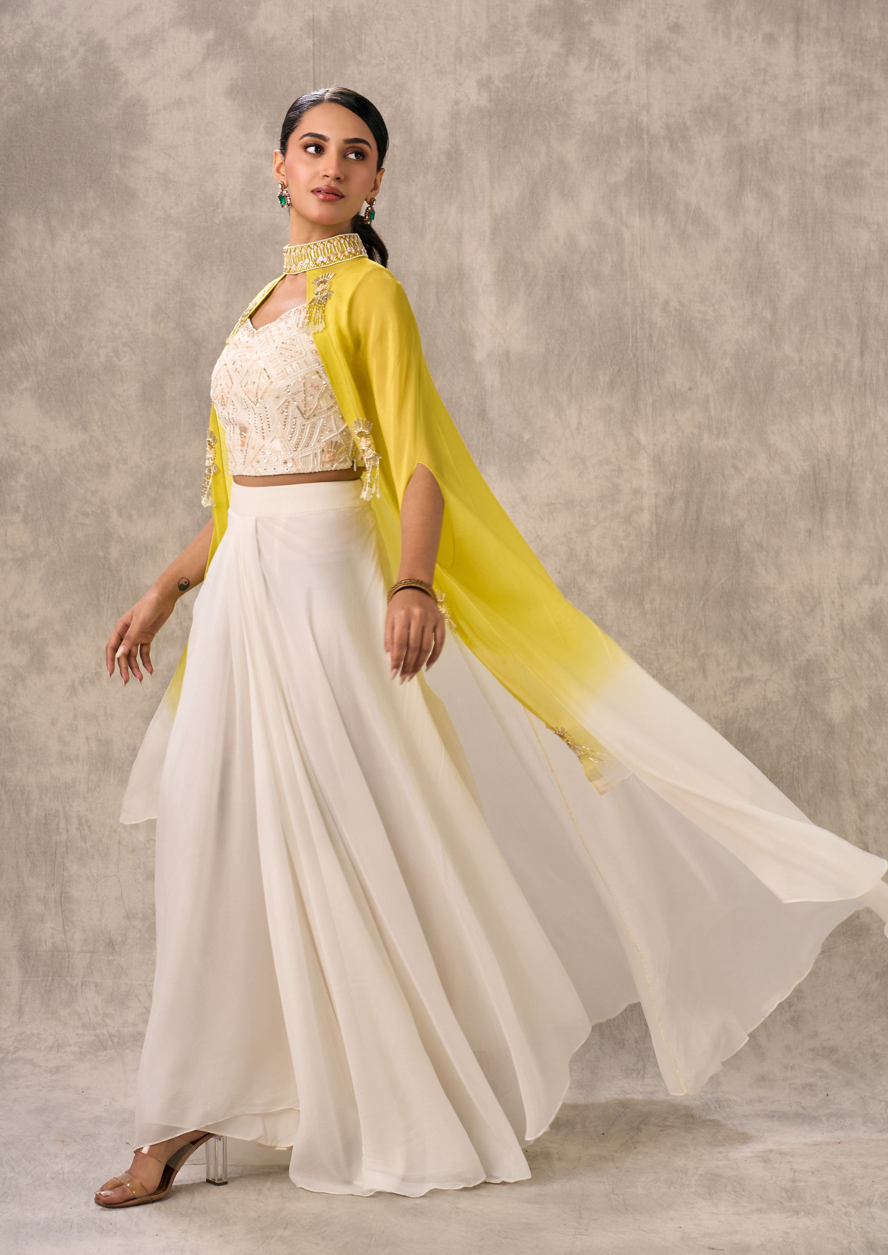 Twamev Women Elegant Cream-Colored Indo Western Ensemble