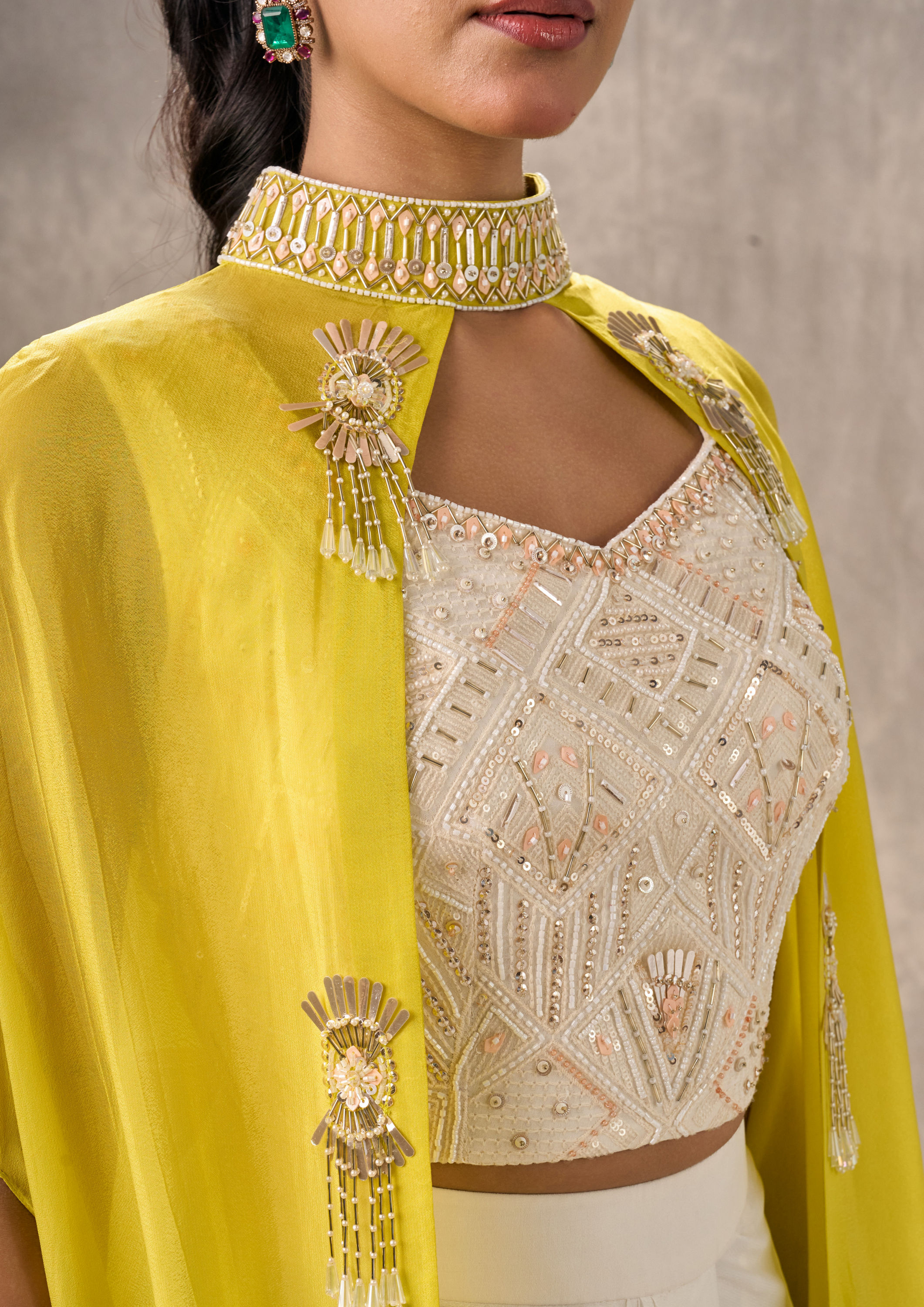Twamev Women Elegant Cream-Colored Indo Western Ensemble