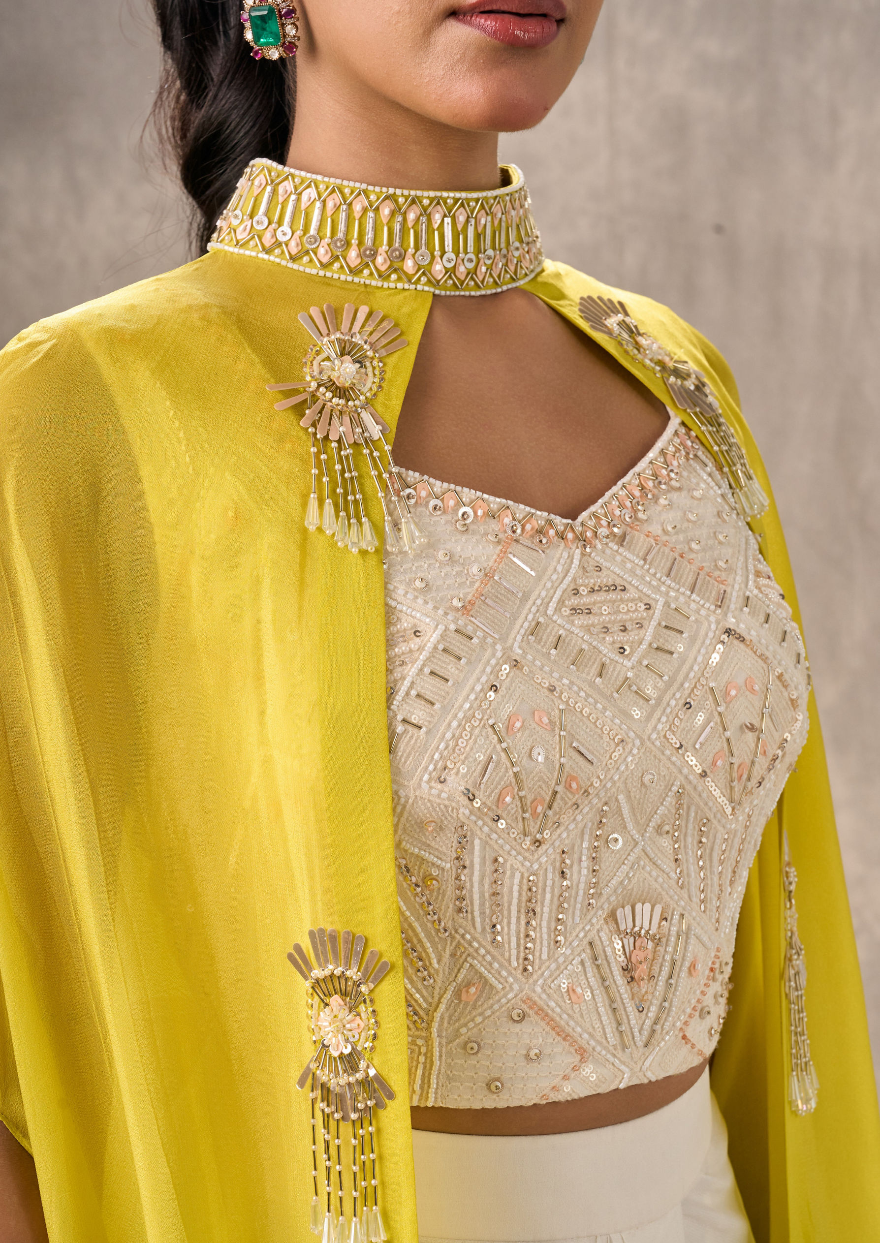 Twamev Women Elegant Cream-Colored Indo Western Ensemble