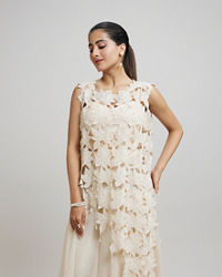 Twamev Women Heavenly Cream Organza Indo Western