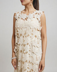 Twamev Women Heavenly Cream Organza Indo Western