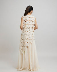 Twamev Women Heavenly Cream Organza Indo Western