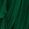 Emerald Green Silk Neck Embroidered Ruffle Cape Top With Draped Skirt