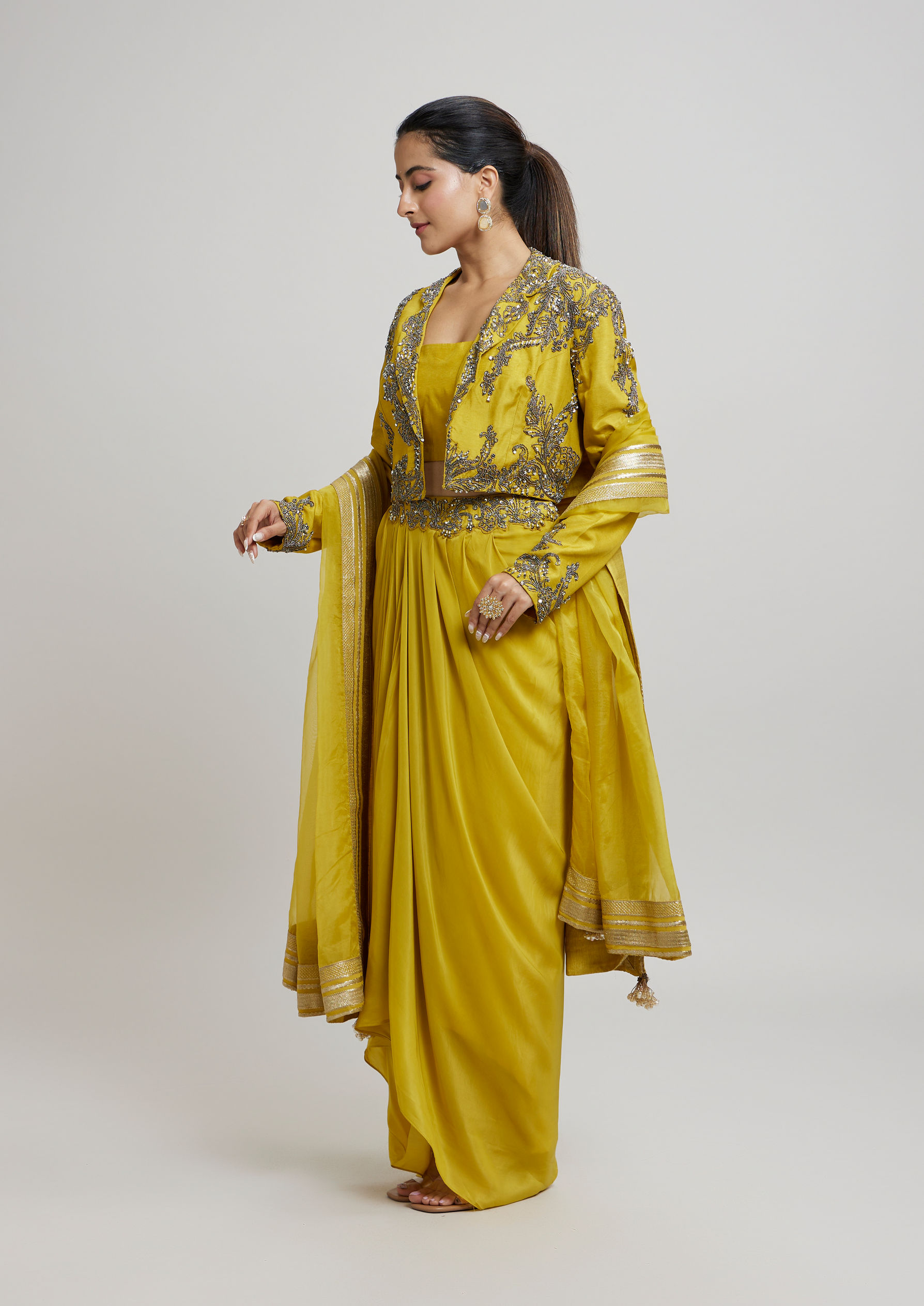 Twamev Women Sunlit Yellow Indo Western Ensemble