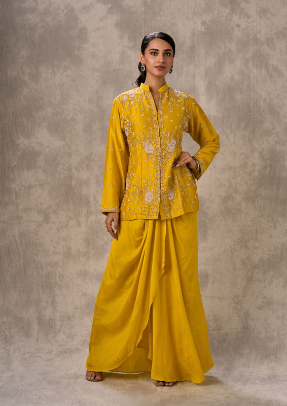 Twamev Women Mustard Yellow Elegance Indo Western