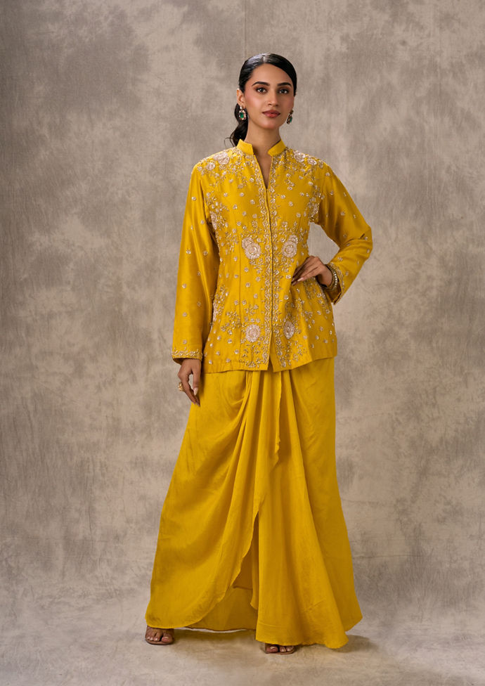 Twamev Women Mustard Yellow Elegance Indo Western