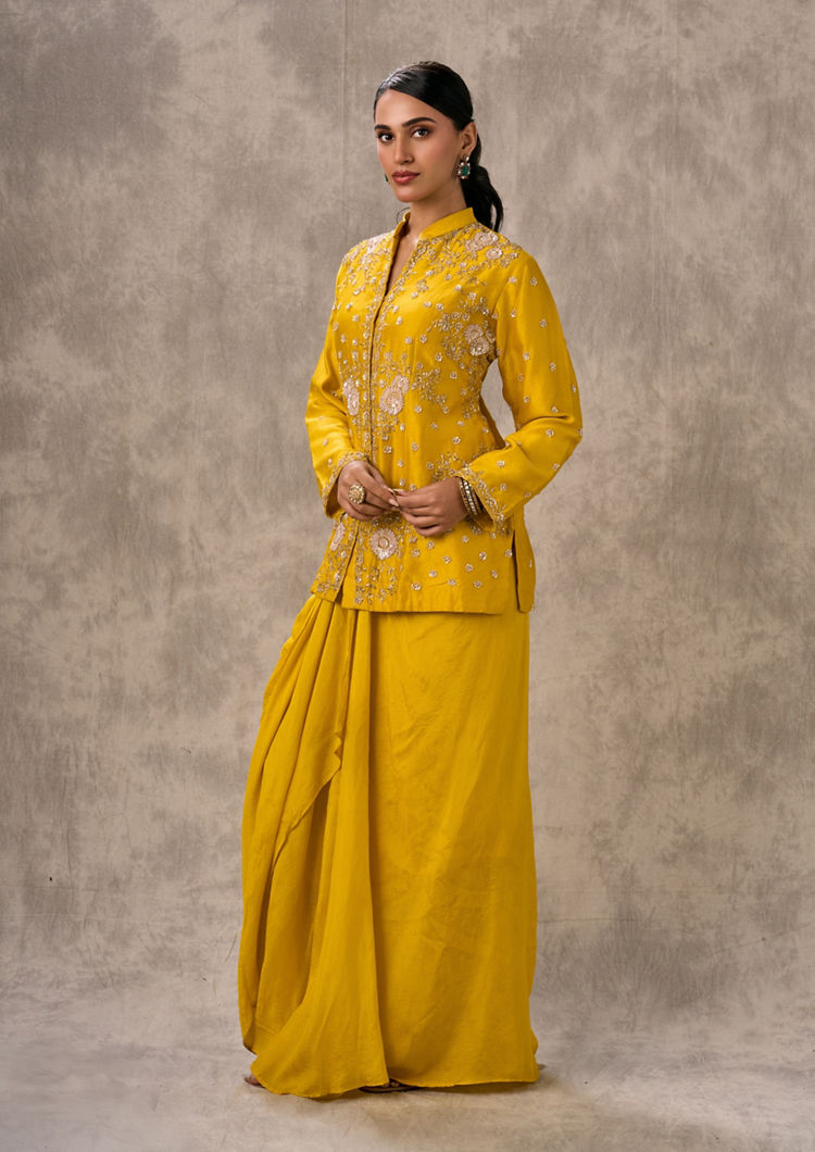 Twamev Women Mustard Yellow Elegance Indo Western