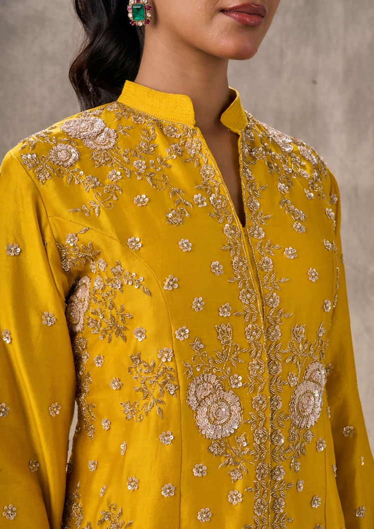 Twamev Women Mustard Yellow Elegance Indo Western