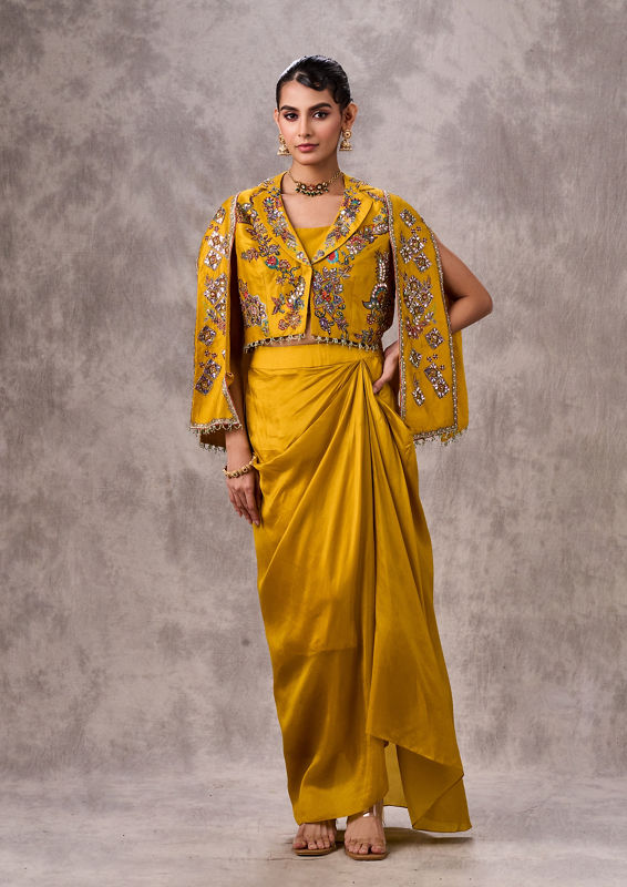 Twamev Women Mustard Yellow Elegance Indo Western