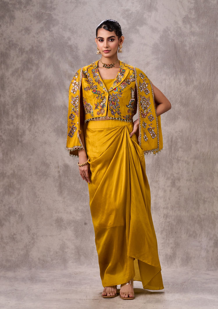 Twamev Women Mustard Yellow Elegance Indo Western