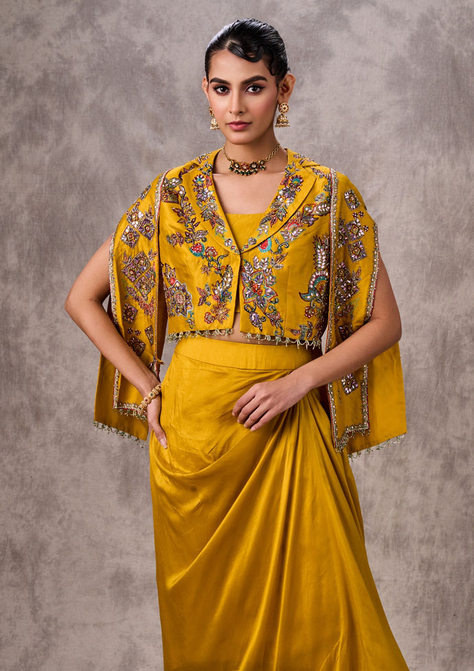 Twamev Women Mustard Yellow Elegance Indo Western