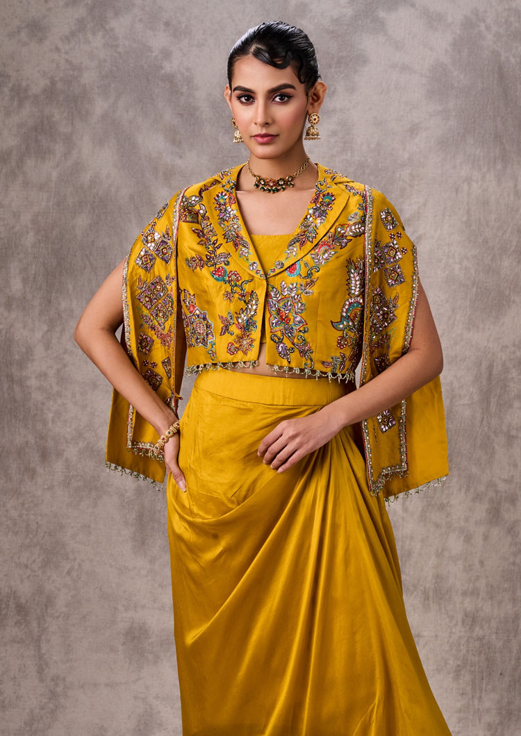 Twamev Women Mustard Yellow Elegance Indo Western