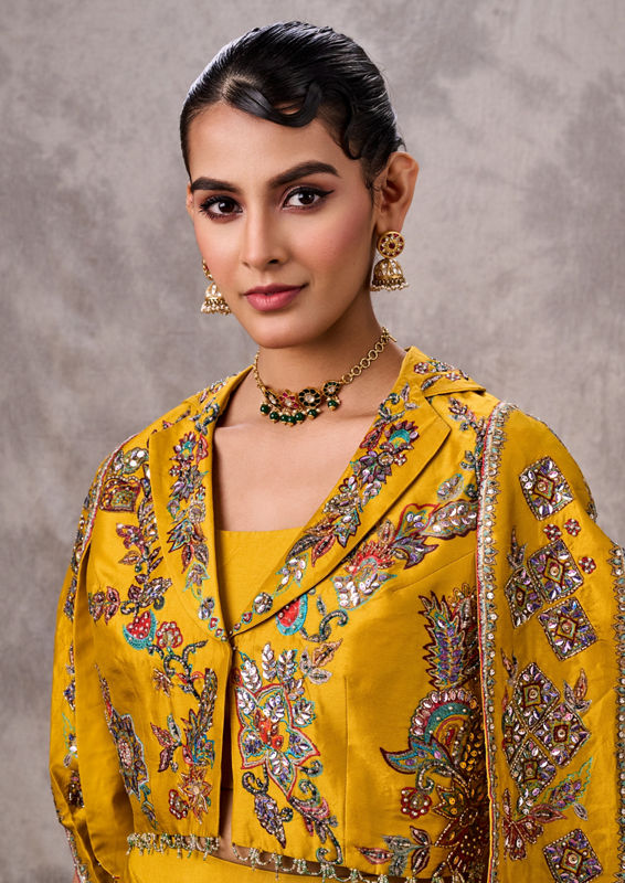 Twamev Women Mustard Yellow Elegance Indo Western
