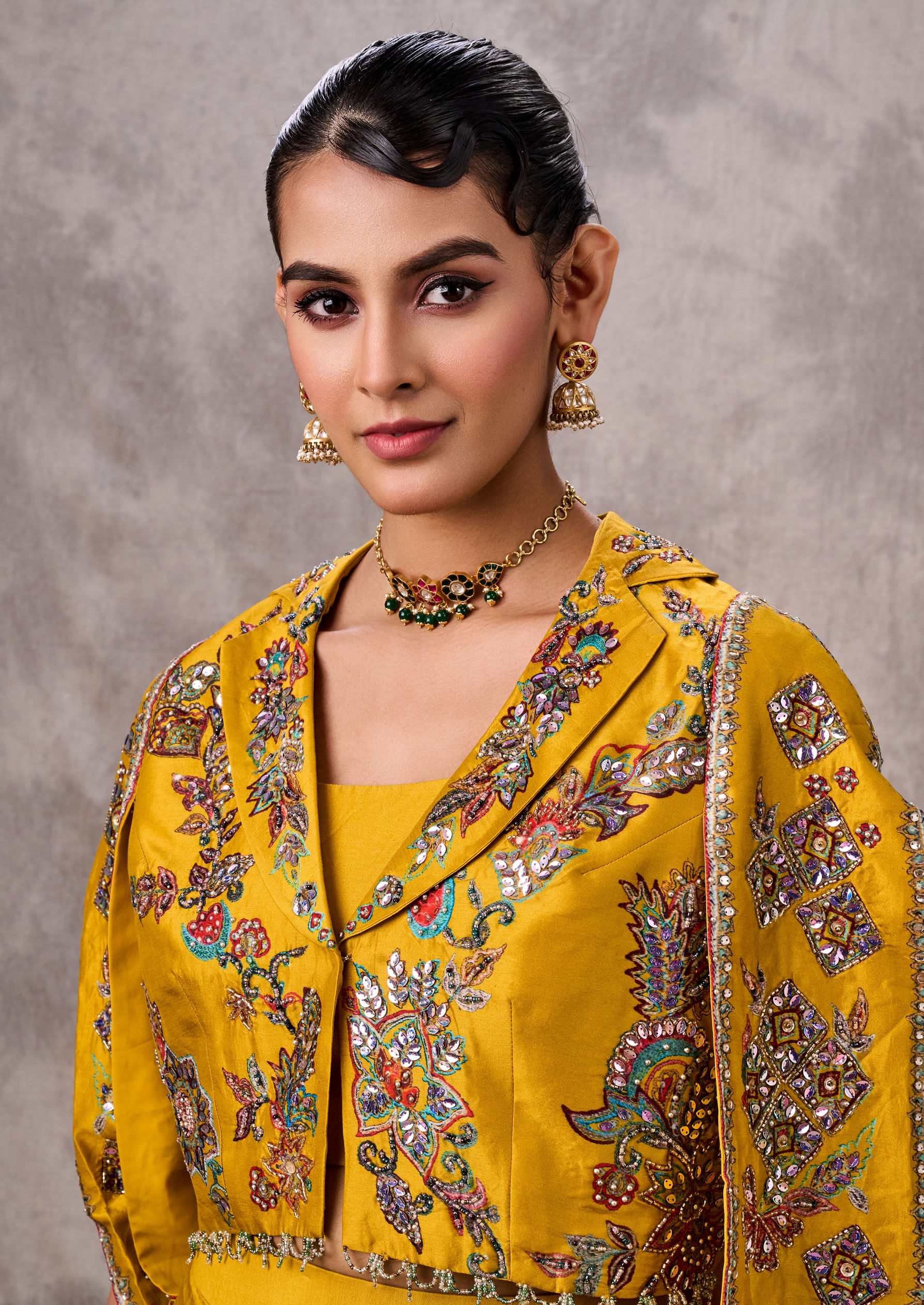 Twamev Women Mustard Yellow Elegance Indo Western
