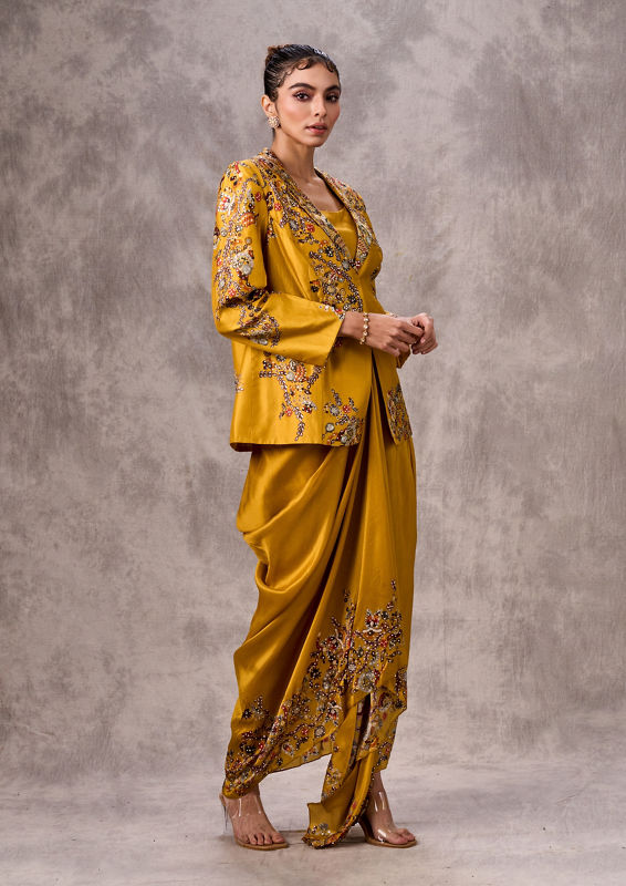 Twamev Women Mustard Yellow Elegance Indo Western
