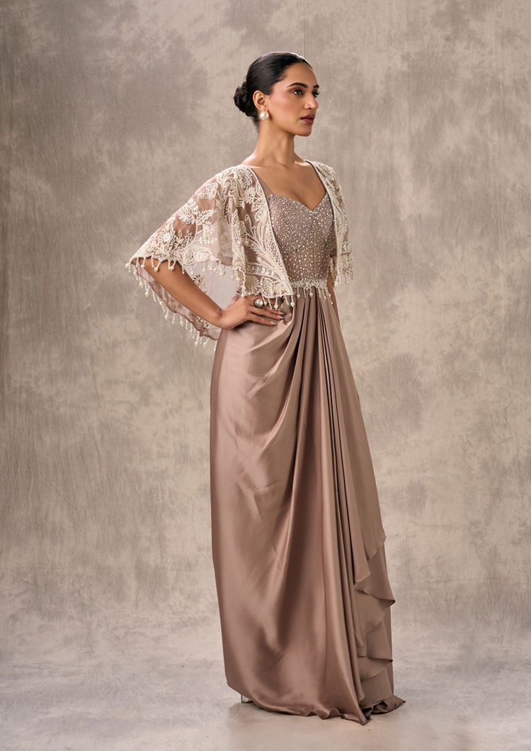 Twamev Women Fawn Satin Elegance Indo Western