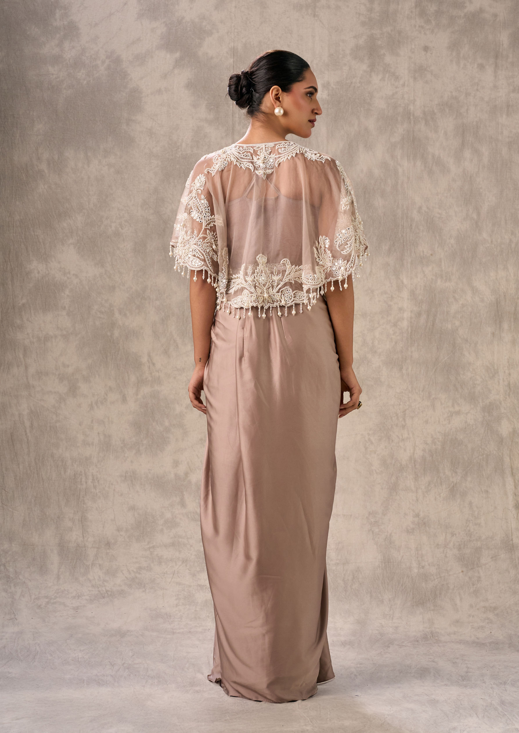 Twamev Women Fawn Satin Elegance Indo Western