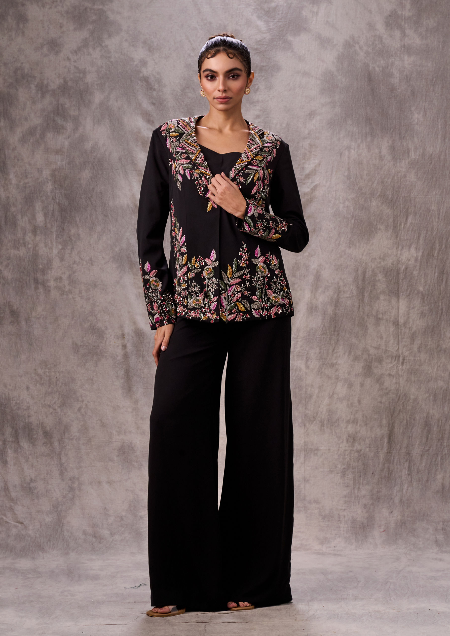 Twamev Women Chic Black Indo Western Ensemble