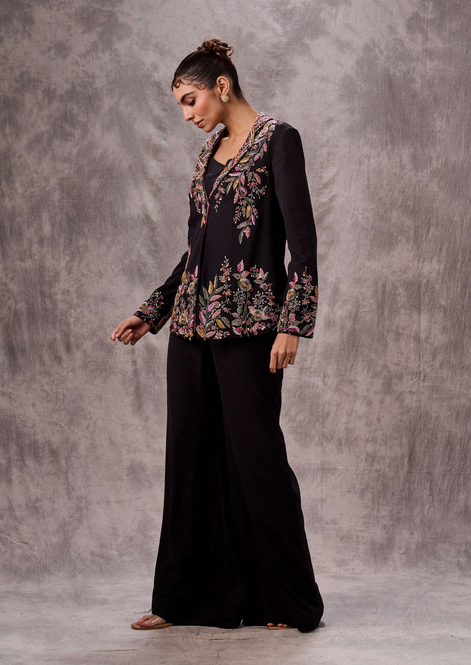 Twamev Women Chic Black Indo Western Ensemble
