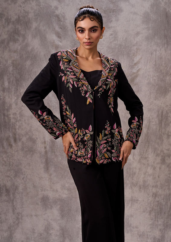 Twamev Women Chic Black Indo Western Ensemble