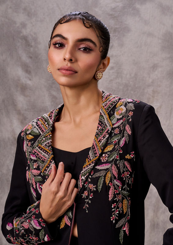 Twamev Women Chic Black Indo Western Ensemble