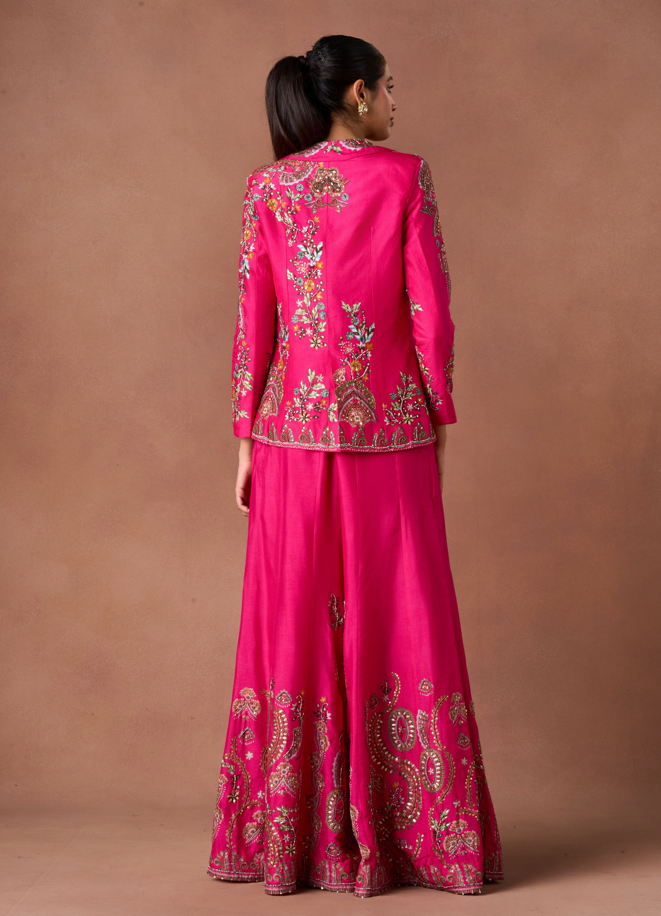 Twamev Women Pink Art Silk Indo-Western Set