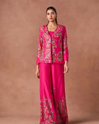 Twamev Women Pink Art Silk Indo-Western Set