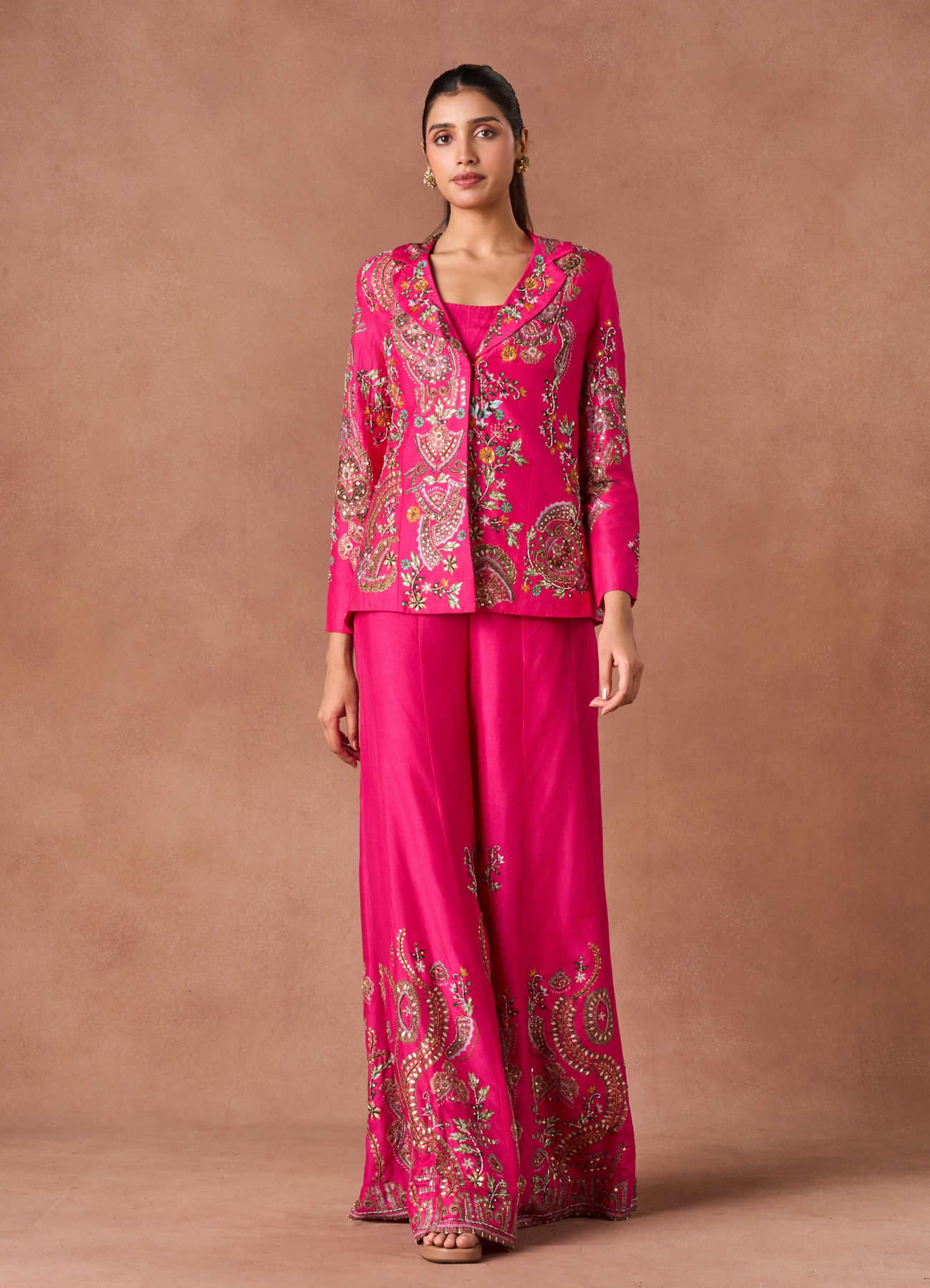 Twamev Women Pink Art Silk Indo-Western Set