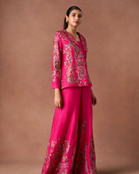 Twamev Women Pink Art Silk Indo-Western Set