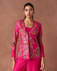 Twamev Women Pink Art Silk Indo-Western Set