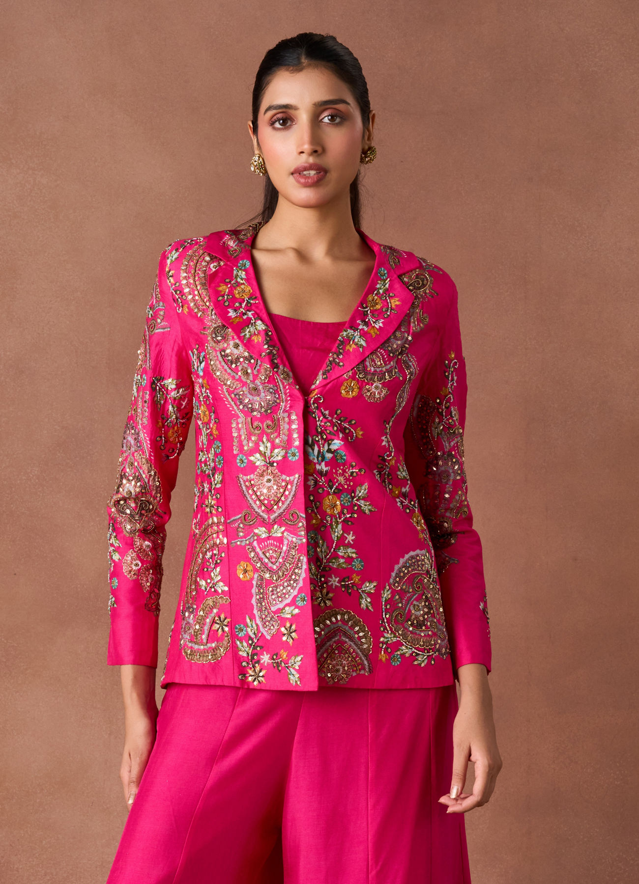 Twamev Women Pink Art Silk Indo-Western Set