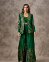 Glowing Green Silk Ensemble Indo Western