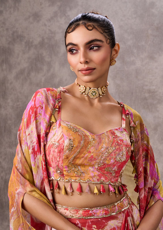 Twamev Women Radiant Pink Ensemble Indo Western