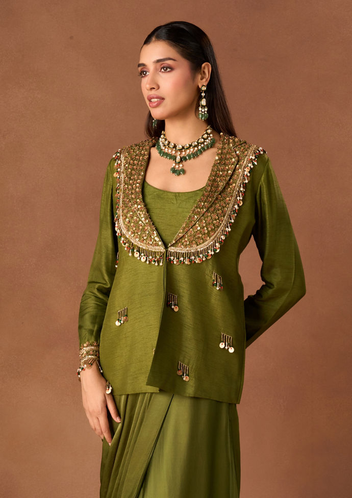green indo western dress for mehndi function Shop Women Online In India Sheer Neck