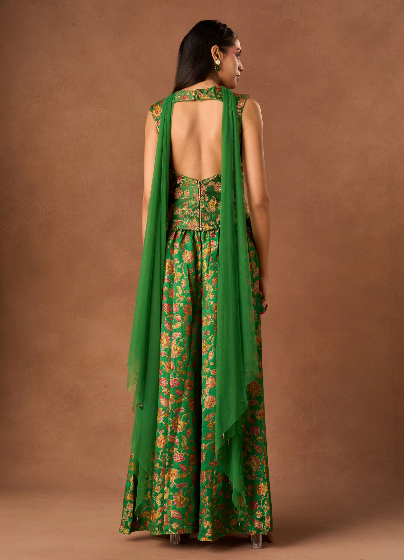 green dress indo western Buy Chinon Corset with Palazzo Online in Canada @Twamev pista green light green georgette indo western