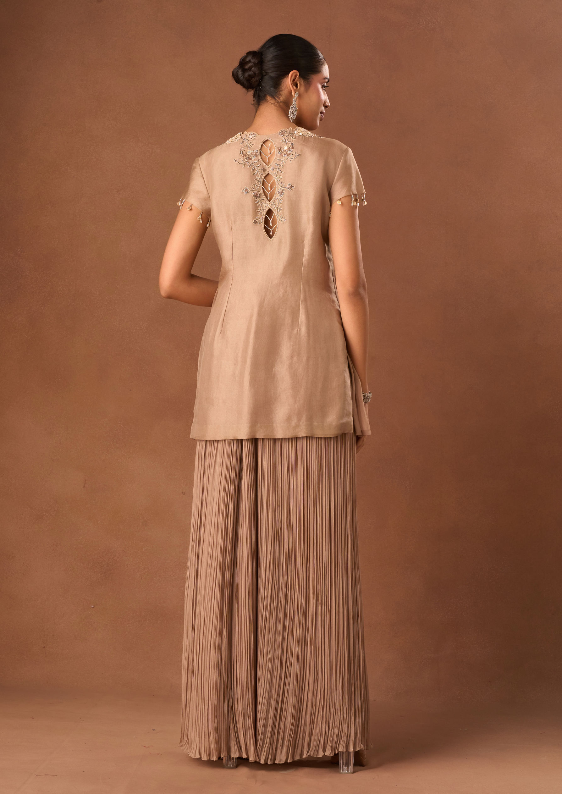 Twamev Women Fawn Art Silk Indo Western Top with Embroidery