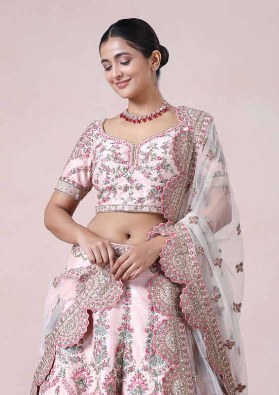 Twamev Women Pink Petal Perfection Lehenga
