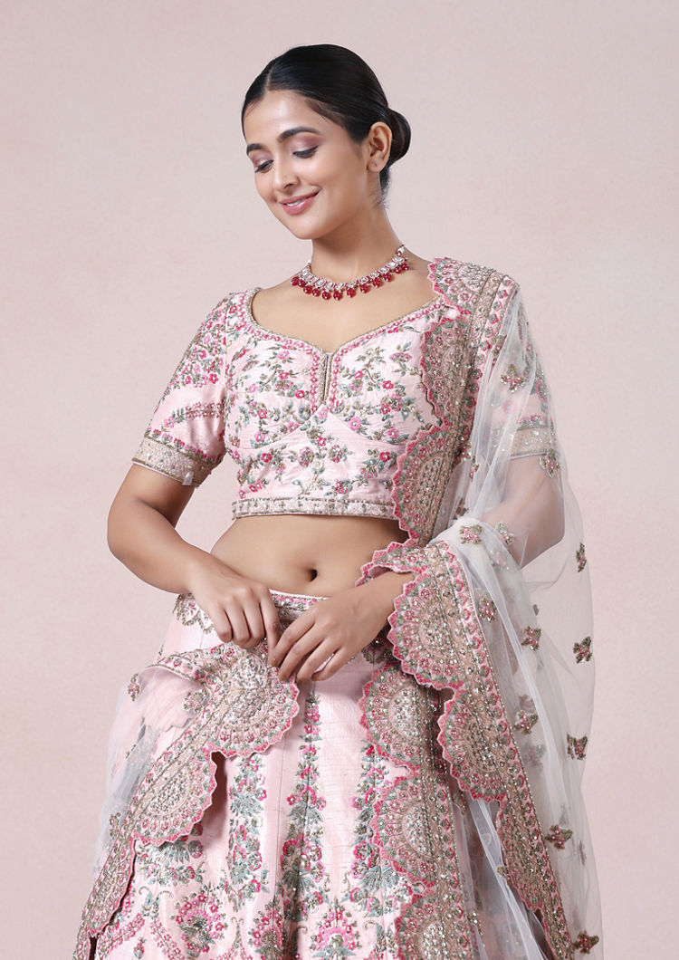 Twamev Women Pink Petal Perfection Lehenga