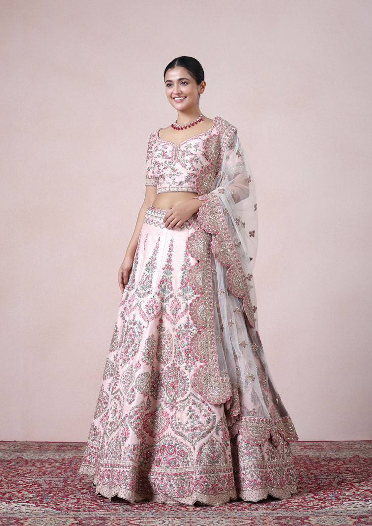 Twamev Women Pink Petal Perfection Lehenga