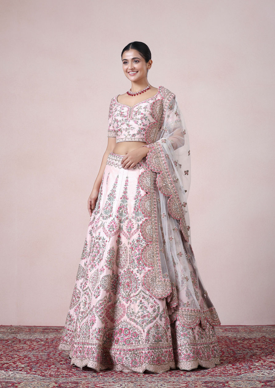 alt message - Twamev Women Pink Petal Perfection Lehenga image number 2