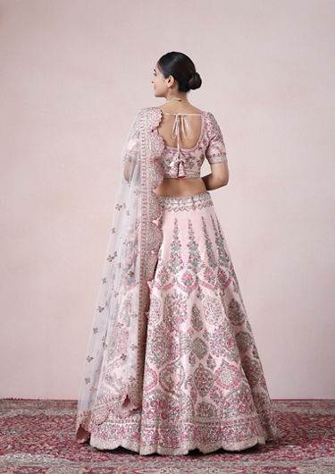 alt message - Twamev Women Pink Petal Perfection Lehenga image number 4