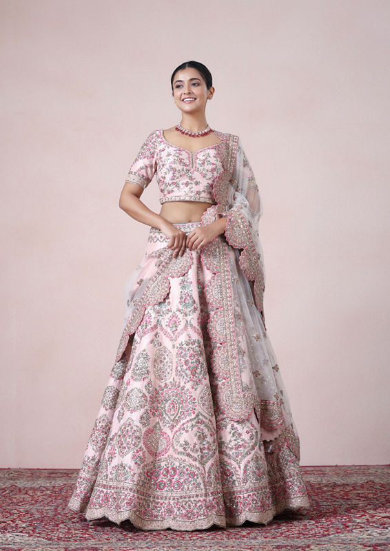 Twamev Women Pink Petal Perfection Lehenga