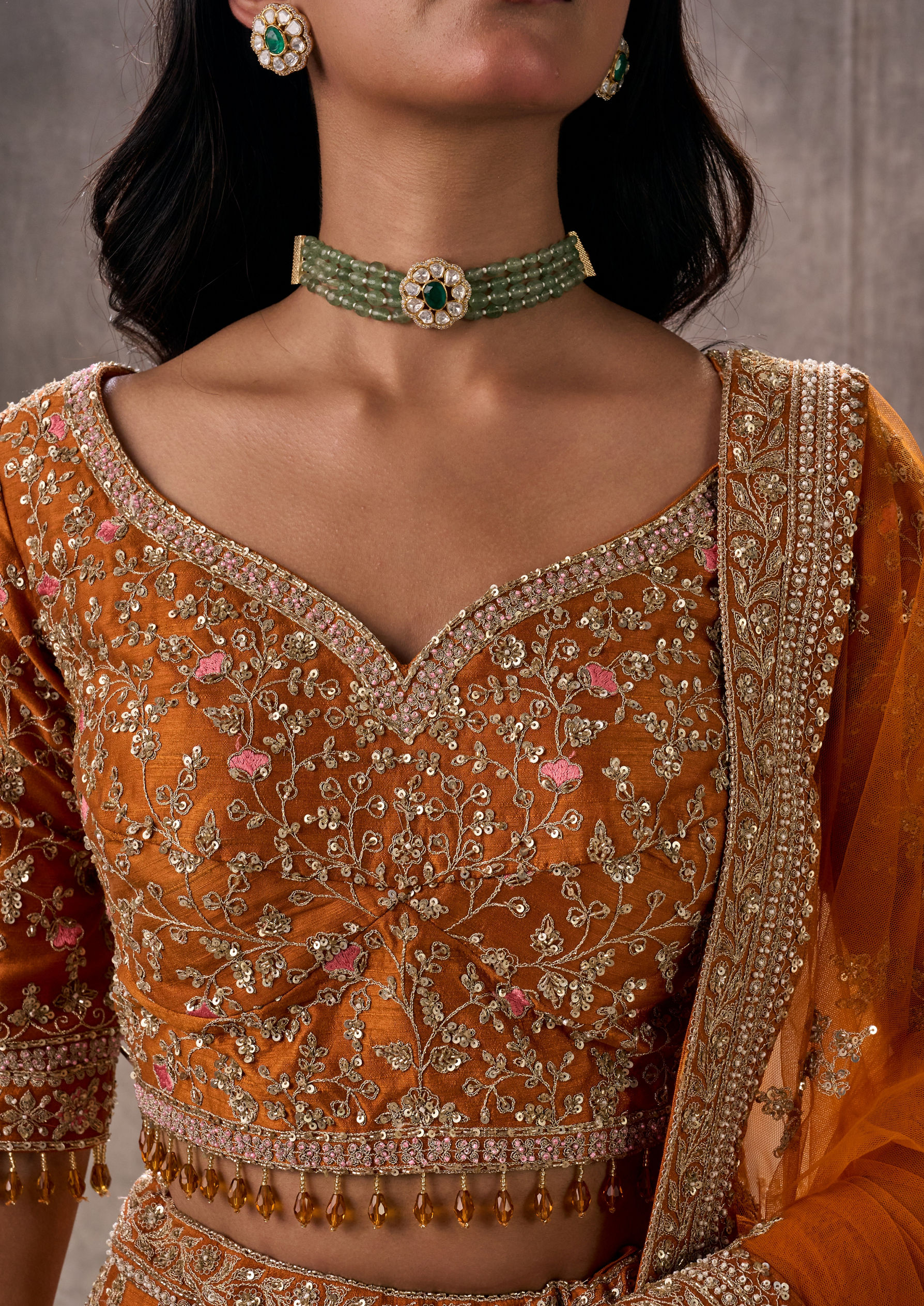 Twamev Women Twirling Orange Saga Lehenga